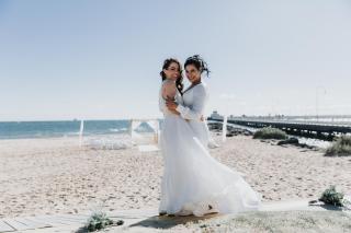 Same Sex St Kilda Beach Wedding with Melbourne Celebrant Meriki Comito