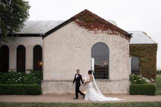Bride and groom at Stones of the yarra Valley