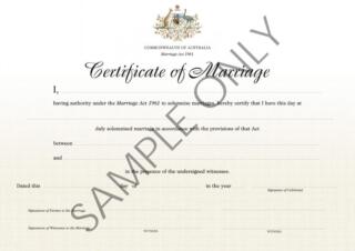 Australian Certificate of Marriage sample