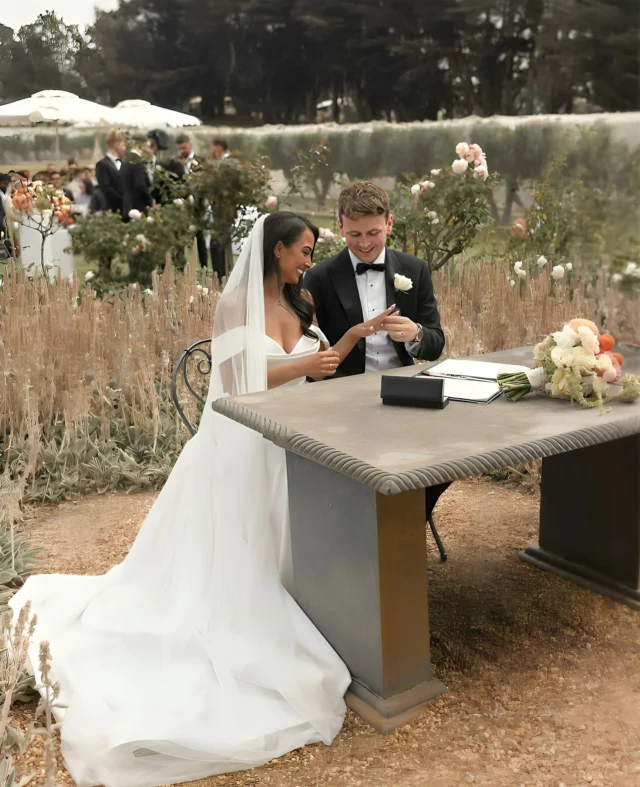 .
🤍 A quiet, intentional pause in the middle of the magic 💫

Naomi + Hugh took a quiet moment away from their guests to sign the register and debrief in private after their vows, taking in the reality of just becoming husband and wife.

They returned to their guests to exit the ceremony together with a petal toss, but this was a beautiful reminder that amidst all the celebration, it’s these little moments that mean so much 🥰

TEAM
Photographer:  @hotelamore.photography
Ceremony: @melbournecelebrant_meriki
Stylist & Planner @thesmallthingsco 
Florist @mollymolly_co
Dress: @janehillbridal
Hair: @rl_hair.studio
Makeup: @makeupbygeorgiabutler 
Decor: @thesmallthingsco 
Ceremony Music: @stringspace
.

.

#MelbourneWeddingCelebrant #MelbourneWeddings #WeddingCeremonyMoments #JustMarried #NaomiAndHugh #MarriageCelebrantMelbourne #HeartfeltCeremonies #RealWeddingsMelbourne